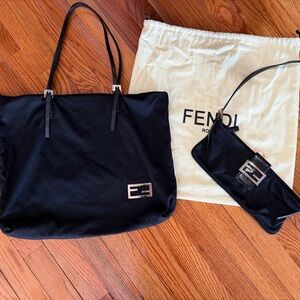 Fendi Black Tote and Clutch Duo